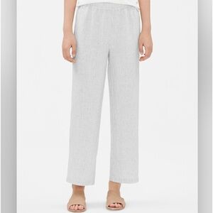 Eileen Fisher Organic Handerchief Linen Striped Pant Pearl Medium